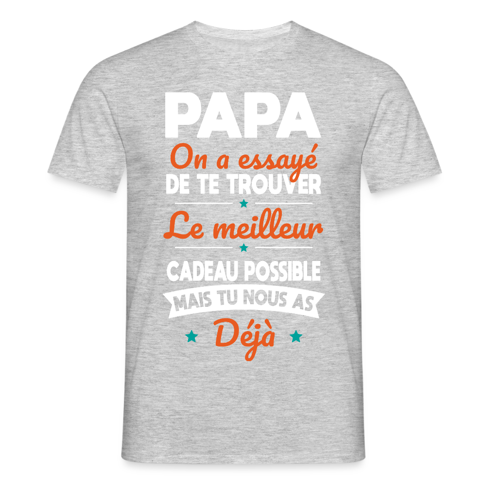 T-shirt Homme - Papa Cadeau Humour - gris chiné