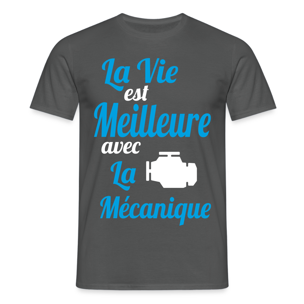 T-shirt Homme - La vie est meilleure avec la Mécanique - charbon