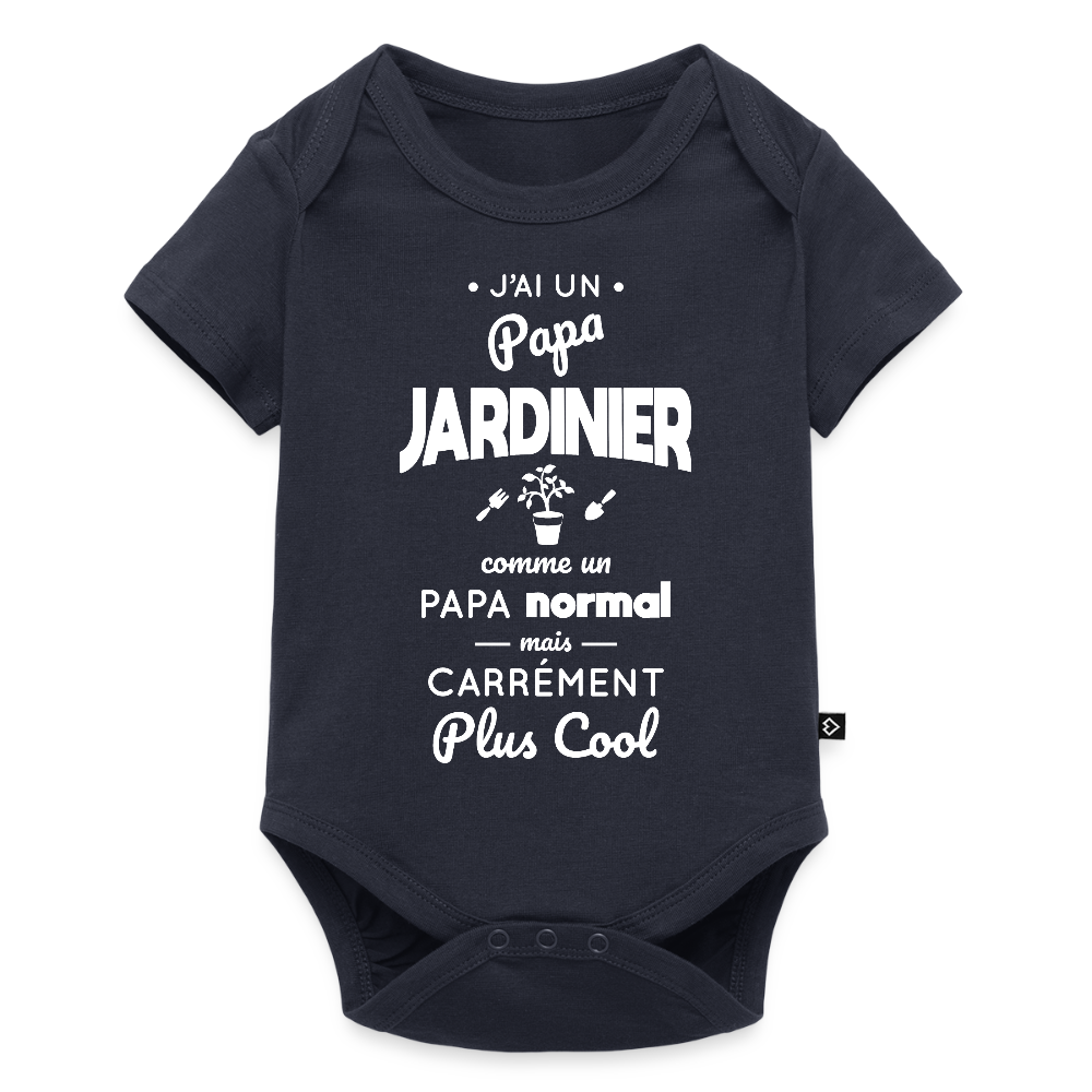 Body Bébé bio manches courtes - J'ai un papa jardinier - bleu marine