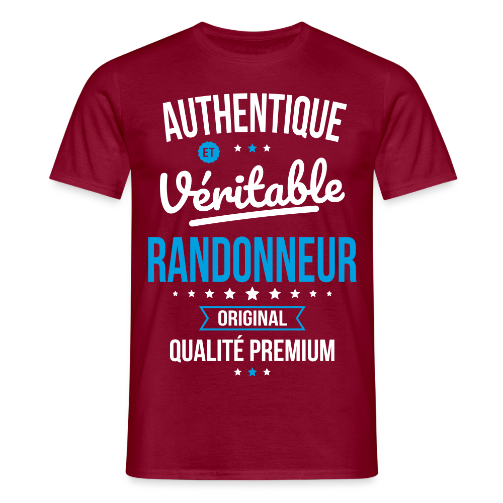 T-shirt Homme - Authentique et véritable Randonneur - rouge brique