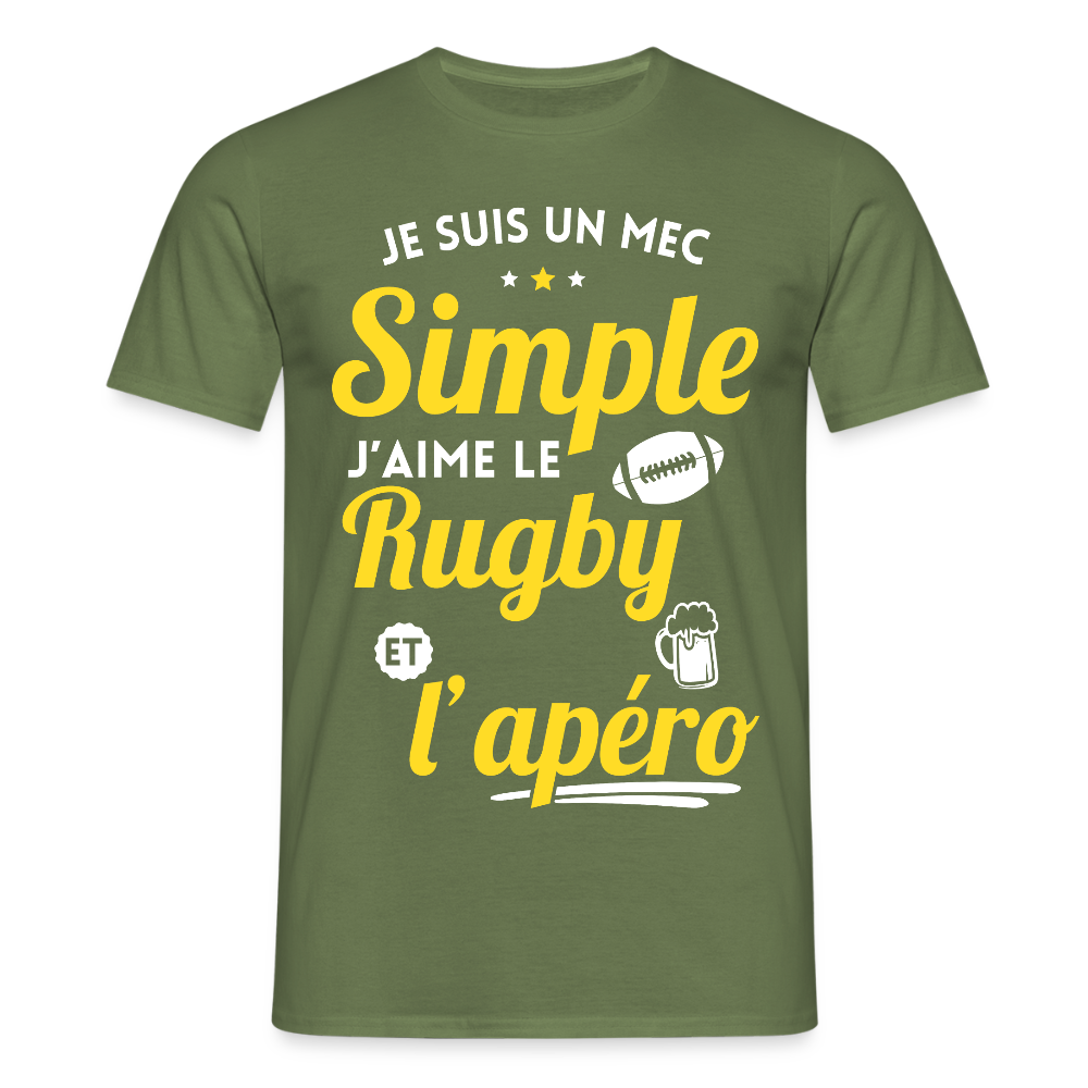 T-shirt Homme - J'aime le rugby et l'apéro - vert militaire