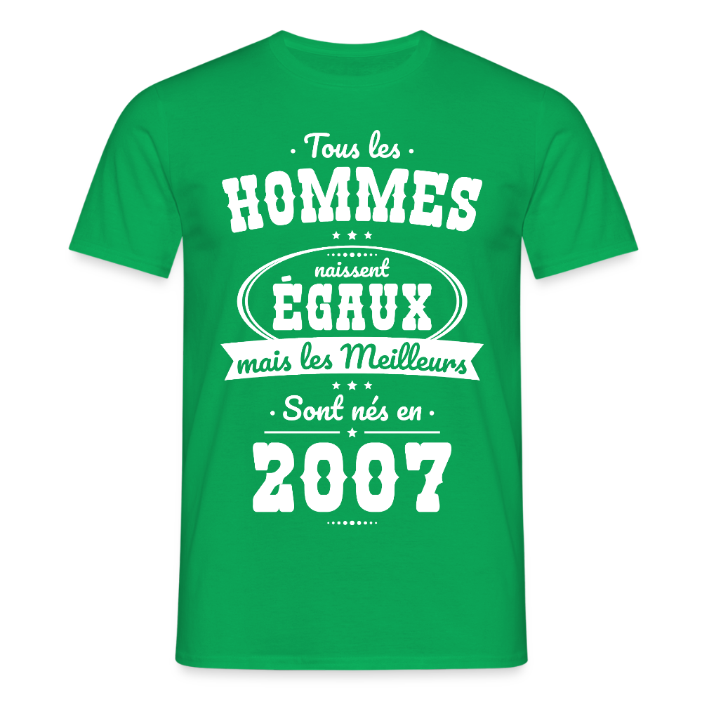 T-shirt Homme - Anniversaire 18 Ans - Les meilleurs sont nés en 2007 - vert