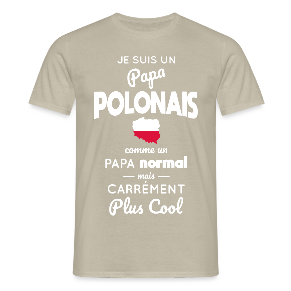 T-shirt Homme - Papa Polonais Plus Cool - beige sable