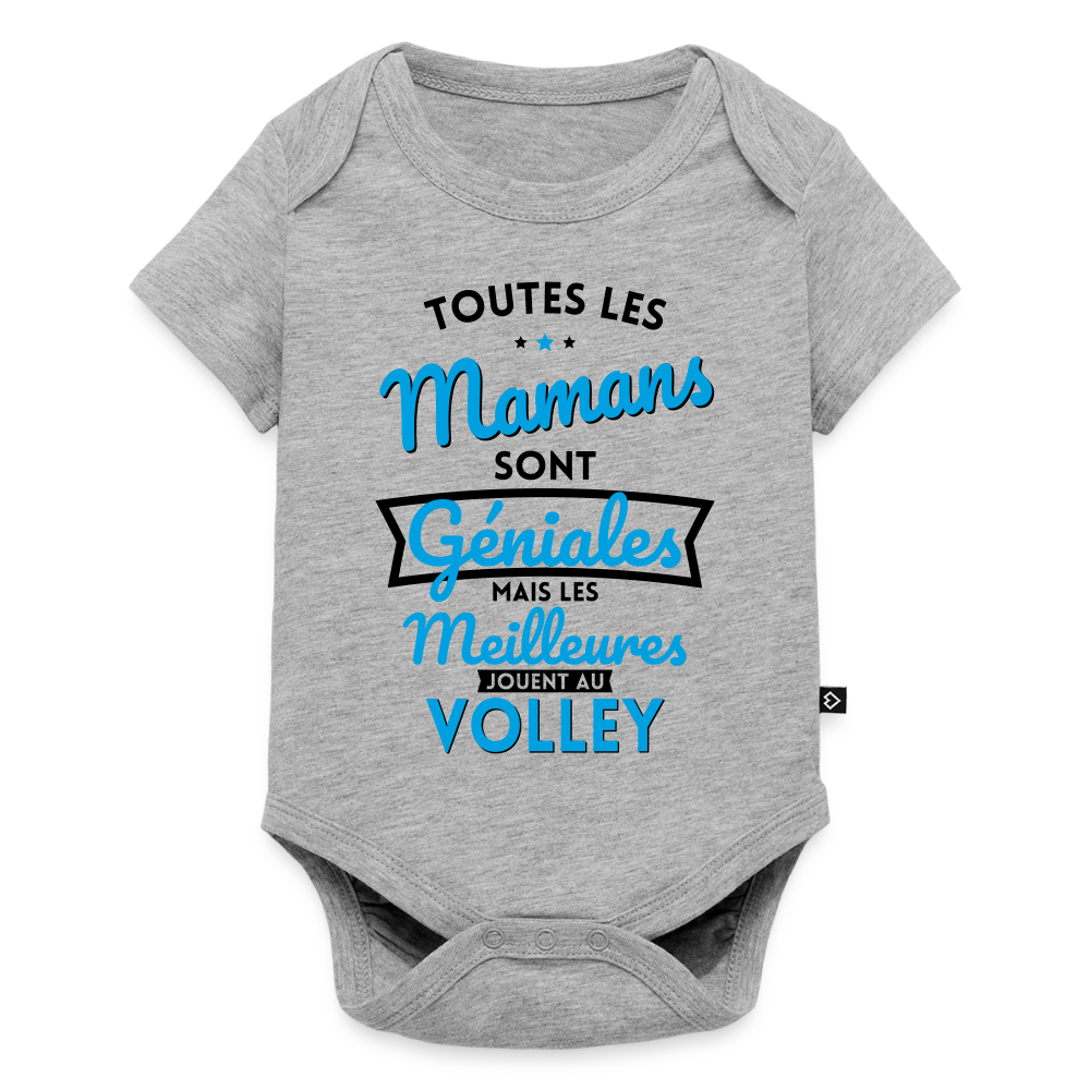 Body Bébé bio manches courtes - Mamans géniales - Les meilleures jouent au volley - gris chiné