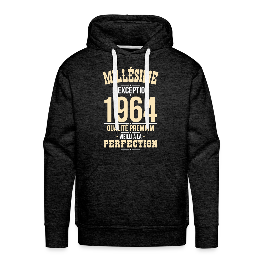 Sweat à capuche Premium Homme - Anniversaire 61 Ans - Millésime 1964 - charbon