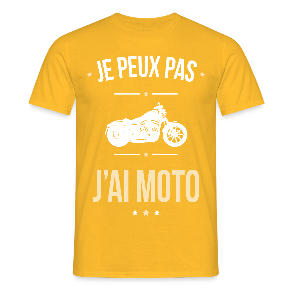 T-shirt Homme - Je peux pas j'ai Moto - jaune