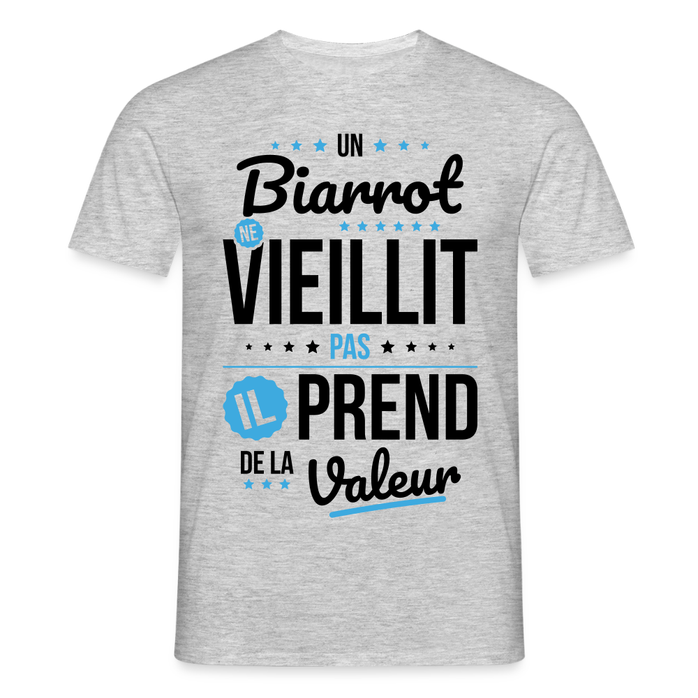 T-shirt Homme - Un Biarrot ne vieillit pas - gris chiné