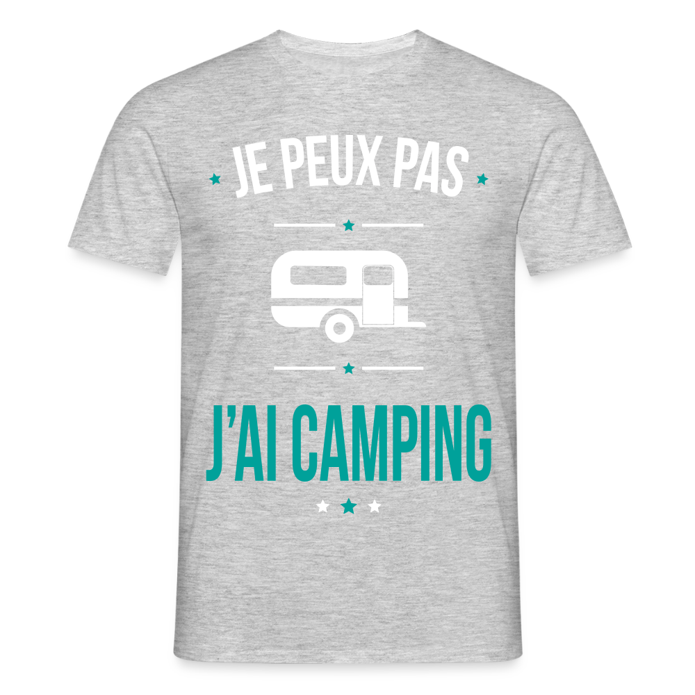 T-shirt Homme - Je peux pas j'ai Camping - gris chiné