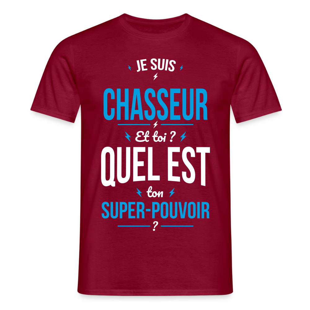 T-shirt Homme - Je suis chasseur - Super-pouvoir - rouge brique