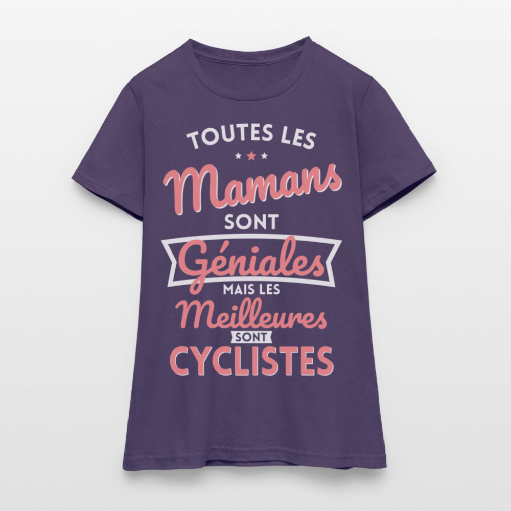 T-shirt Femme - Mamans géniales - Les meilleures sont cyclistes - violet foncé