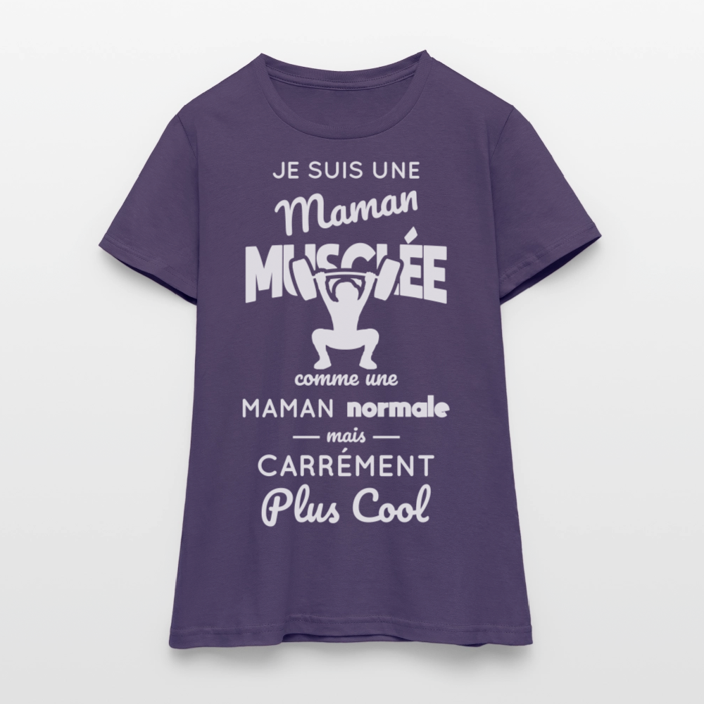 T-shirt Femme - Maman musclée plus cool - violet foncé