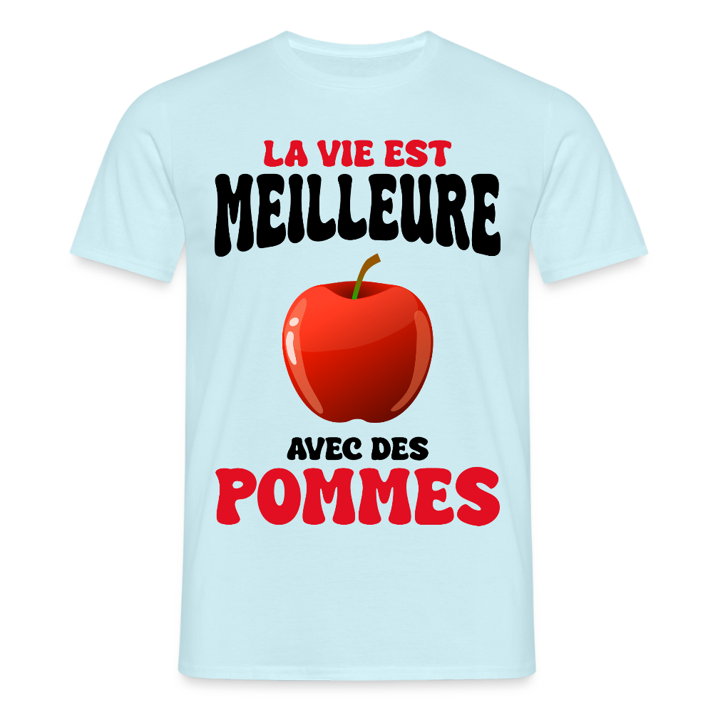 T-shirt Homme - La vie est meilleure avec des pommes - ciel