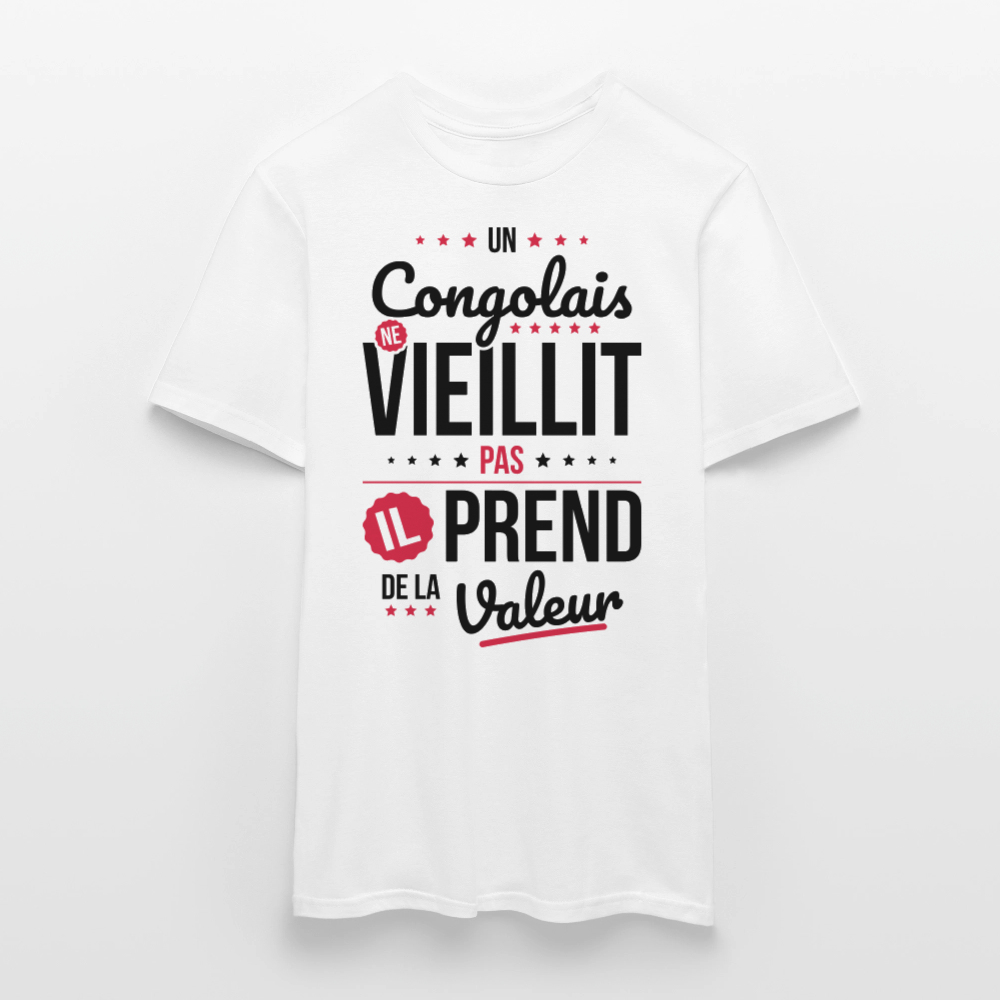 T-shirt Homme - Un Congolais ne vieillit pas - blanc