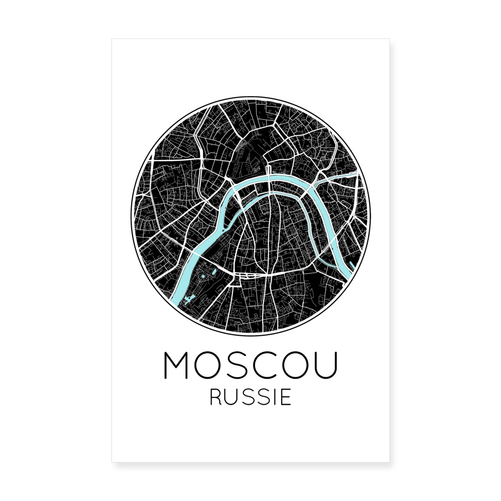Poster Moscou - Plan Moscou - 20 x 30 cm - blanc