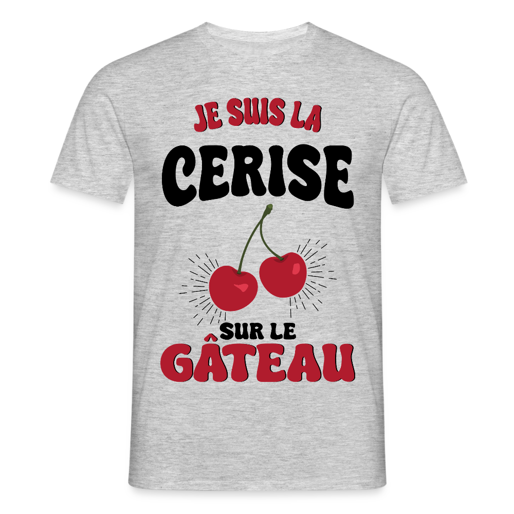 T-shirt Homme - Je suis la cerise sur le gâteau - gris chiné