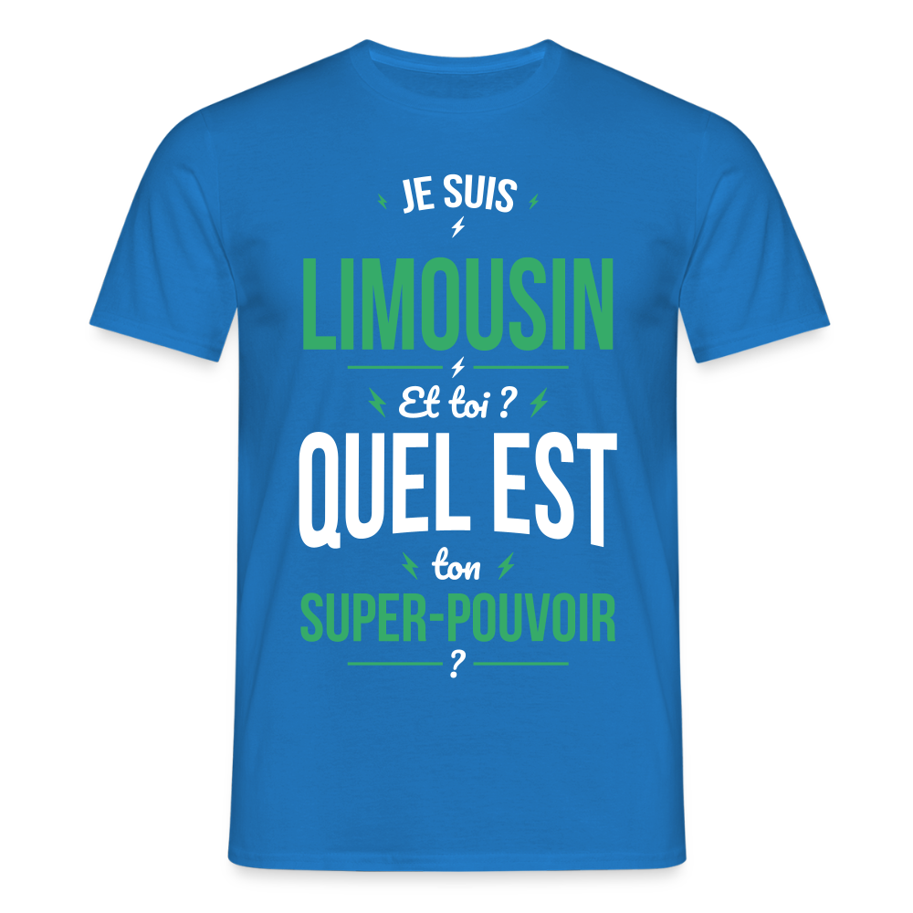 T-shirt Homme - Je suis Limousin - Super-pouvoir - bleu royal