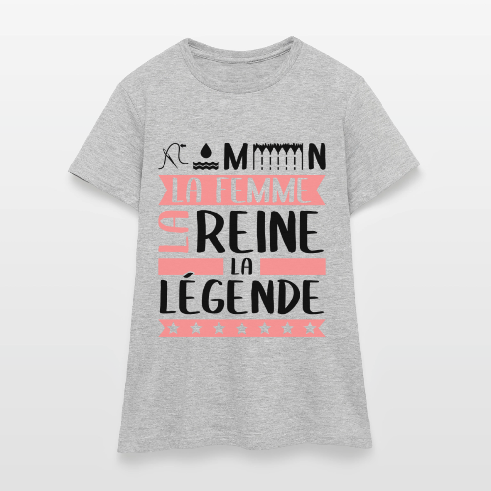 T-shirt femme coloris clair Philomène rébus – La femme, la reine, la légende - gris chiné