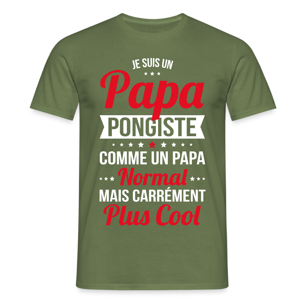 T-shirt Homme - Papa pongiste plus cool - vert militaire