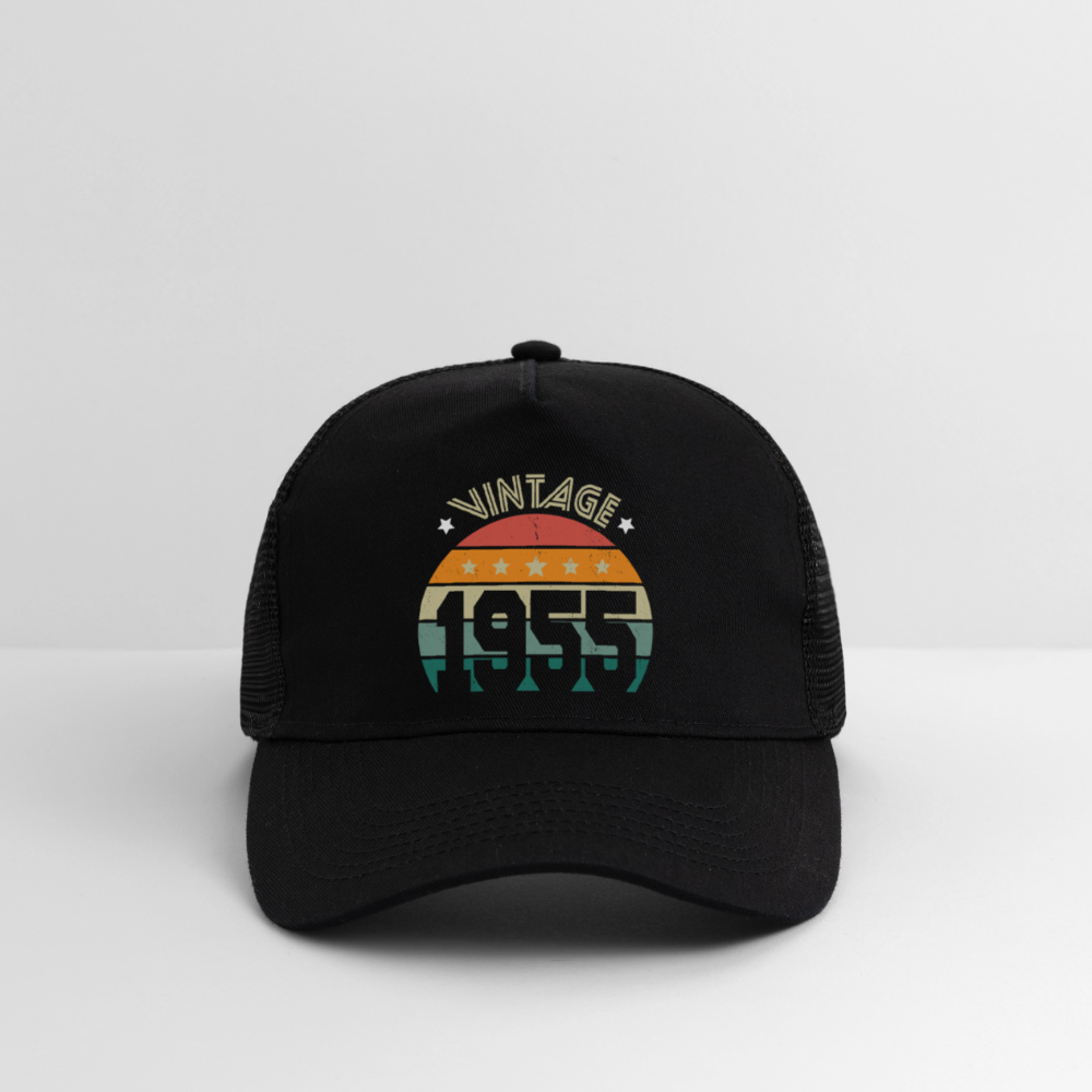 Casquette Trucker - Anniversaire 70 Ans - Vintage 1955 - noir/noir