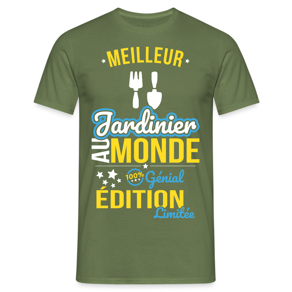 T-shirt Homme - Meilleur Jardinier au monde - 100% génial - vert militaire
