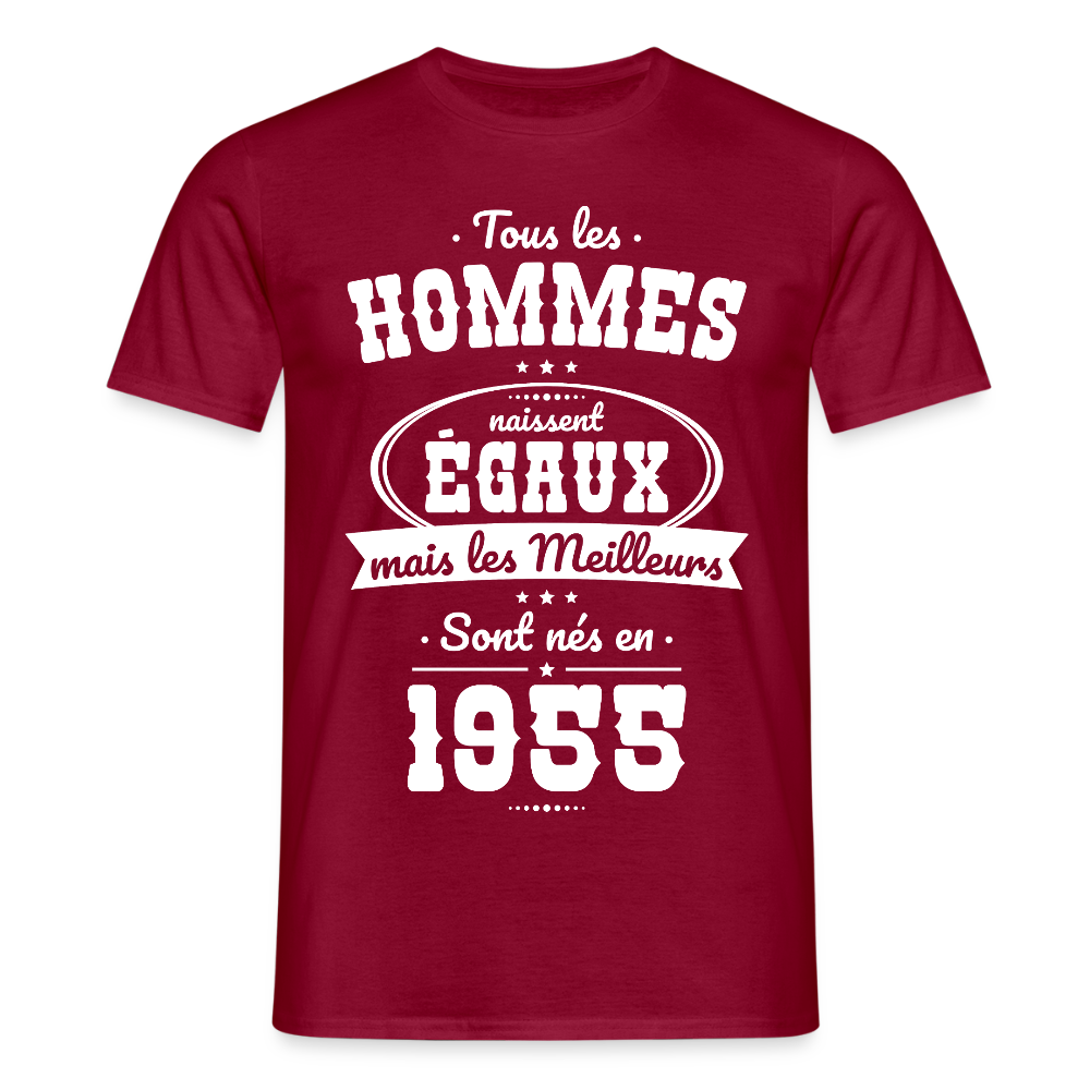 T-shirt Homme - Anniversaire 70 Ans - Les meilleurs sont nés en 1955 - rouge brique