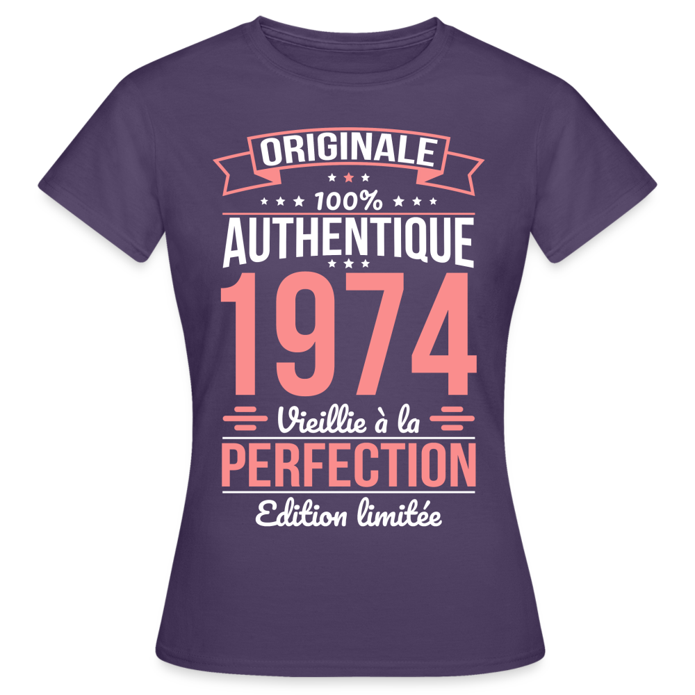 T-shirt Femme - Anniversaire 51 Ans - Originale 1974 - violet foncé