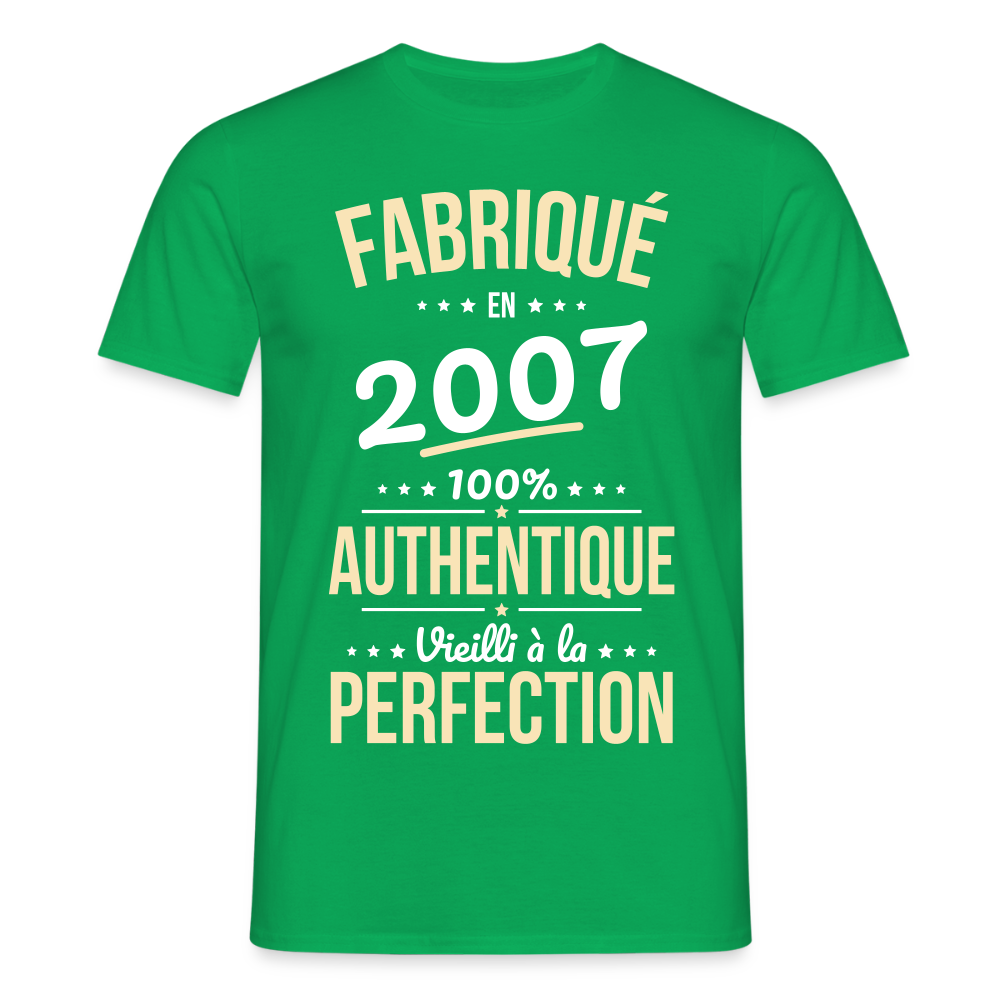 T-shirt Homme - Anniversaire 18 Ans - Fabriqué en 2007 - vert