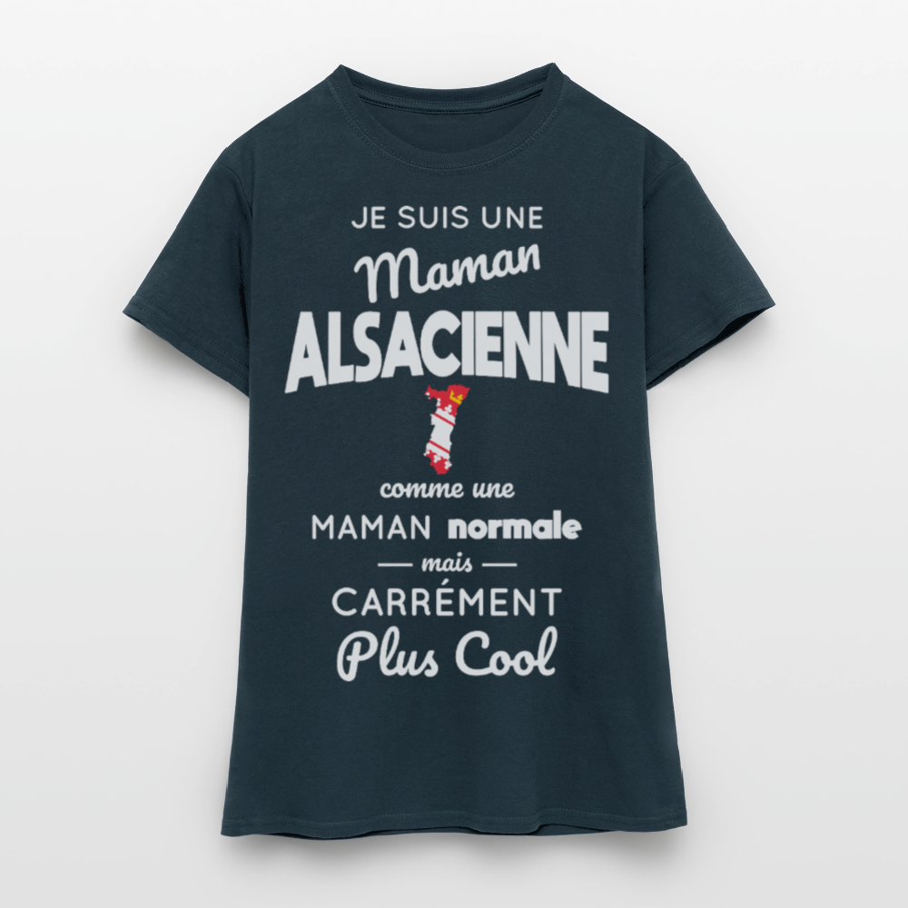 T-shirt Femme - Maman Alsacienne plus cool - marine