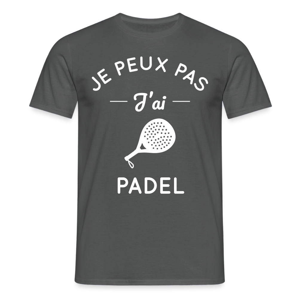 T-shirt padel Homme original - Je peux pas j'ai padel - charbon