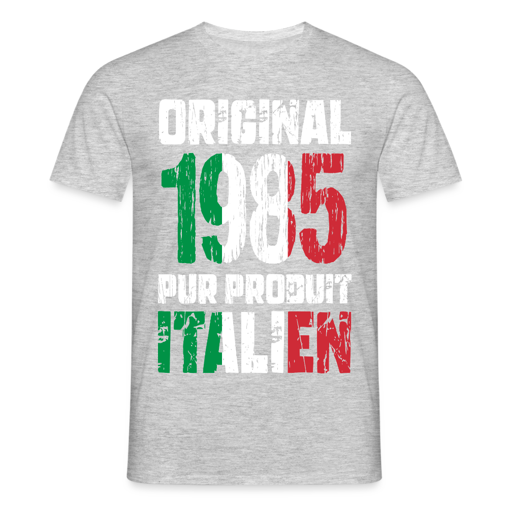 T-shirt Homme - Anniversaire 40 Ans - Original 1985 - Pur produit Italien - gris chiné