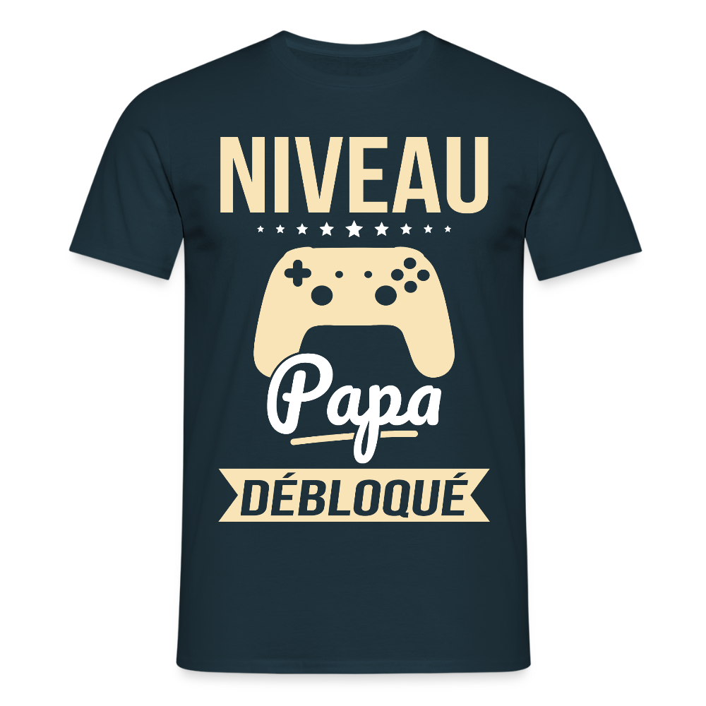 T-shirt Homme - Niveau Papa Débloqué - marine