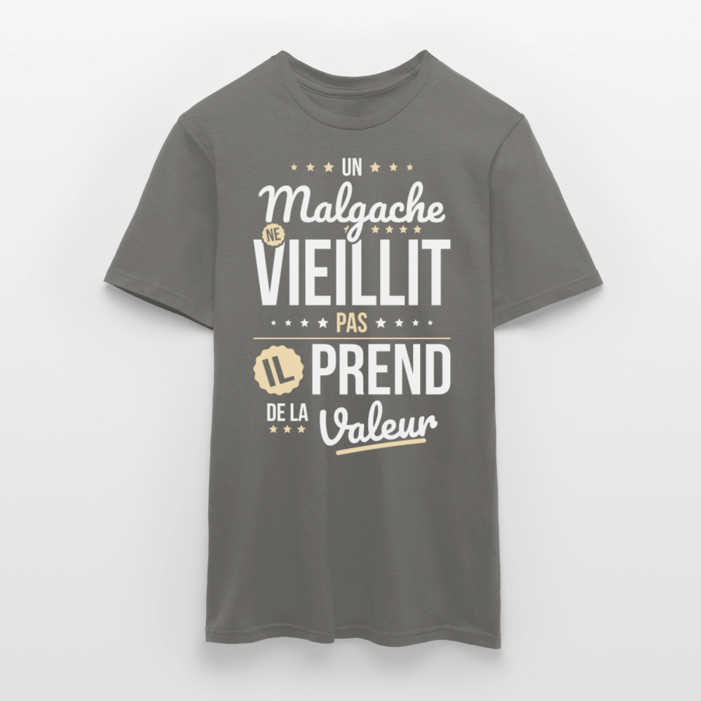 T-shirt Homme - Un Malgache ne vieillit pas - gris graphite