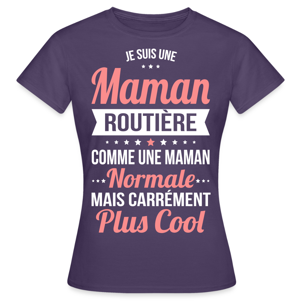 T-shirt Femme - Maman routière plus cool - violet foncé