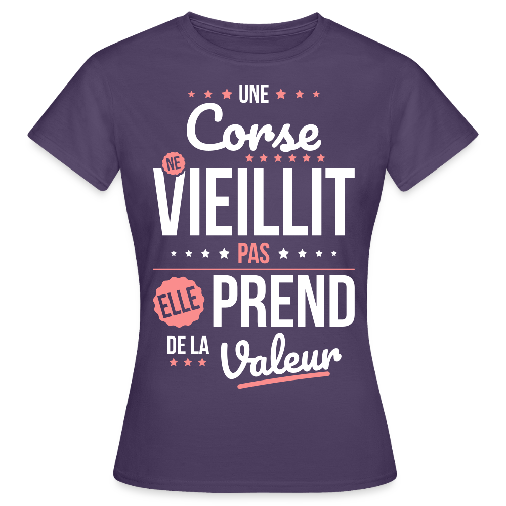 T-shirt Femme - Une Corse ne vieillit pas - violet foncé