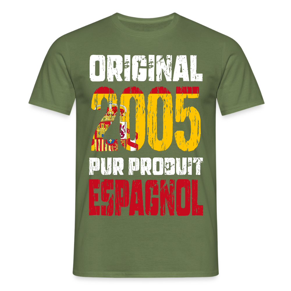 T-shirt Homme - Anniversaire 20 Ans - Original 2005 - Pur produit Espagnol - vert militaire
