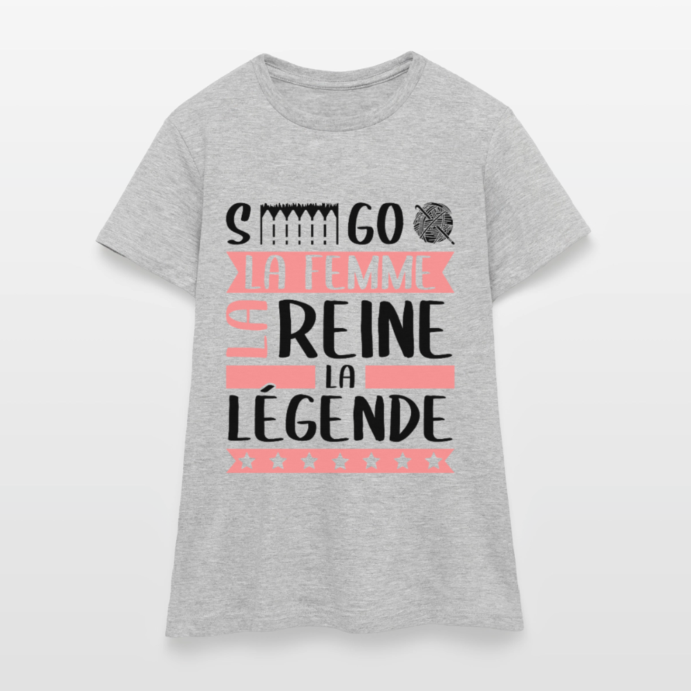 T-shirt femme coloris clair Ségolène en rébus – La femme, la reine, la légende - gris chiné