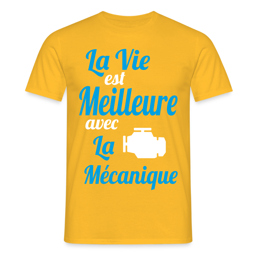 T-shirt Homme - La vie est meilleure avec la Mécanique - jaune