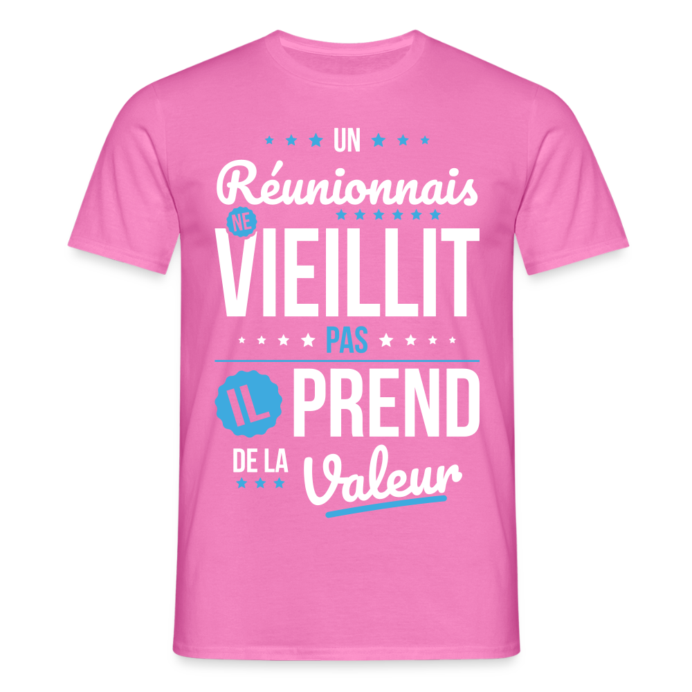 T-shirt Homme - Un Réunionnais ne vieillit pas - rose