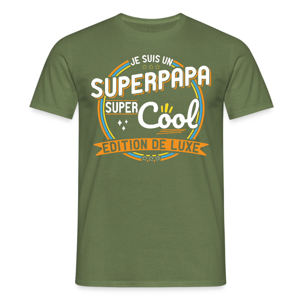 T-shirt Homme - Je suis un Super papa super cool - vert militaire