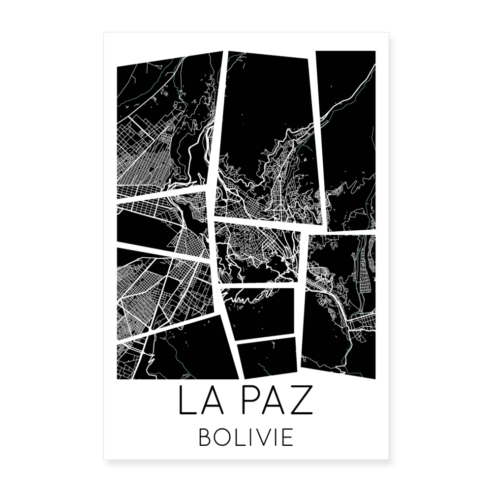Poster La Paz - Plan La Paz - 60 x 90 cm - blanc
