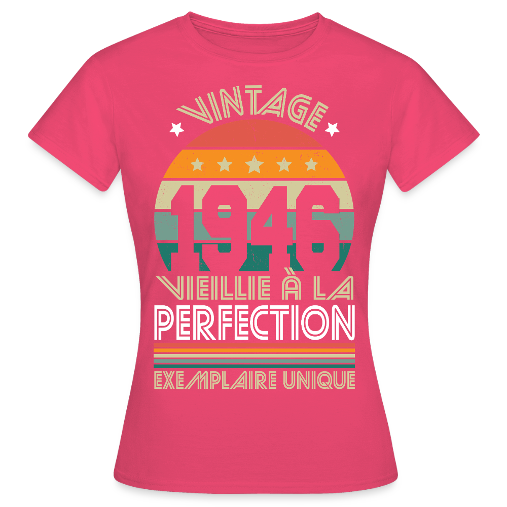 T-shirt anniversaire femme 80 ans – Vintage 1946 - rose azalée