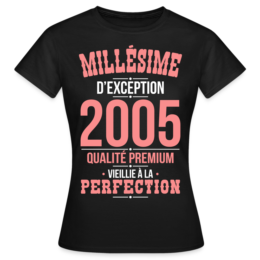 T-shirt Femme - Anniversaire 20 Ans - Millésime 2005 - noir