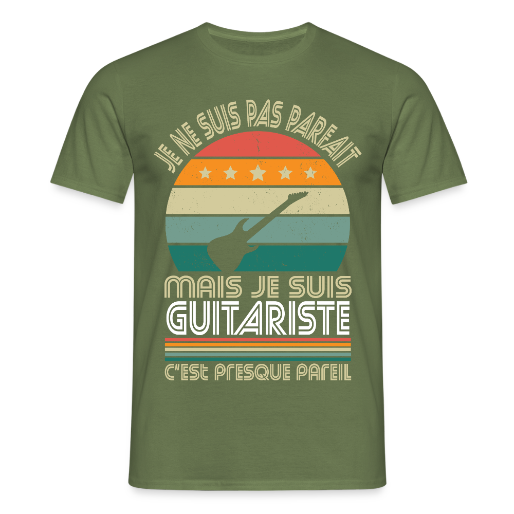 T-shirt Homme - Je ne suis pas parfait mais je suis Guitariste - vert militaire