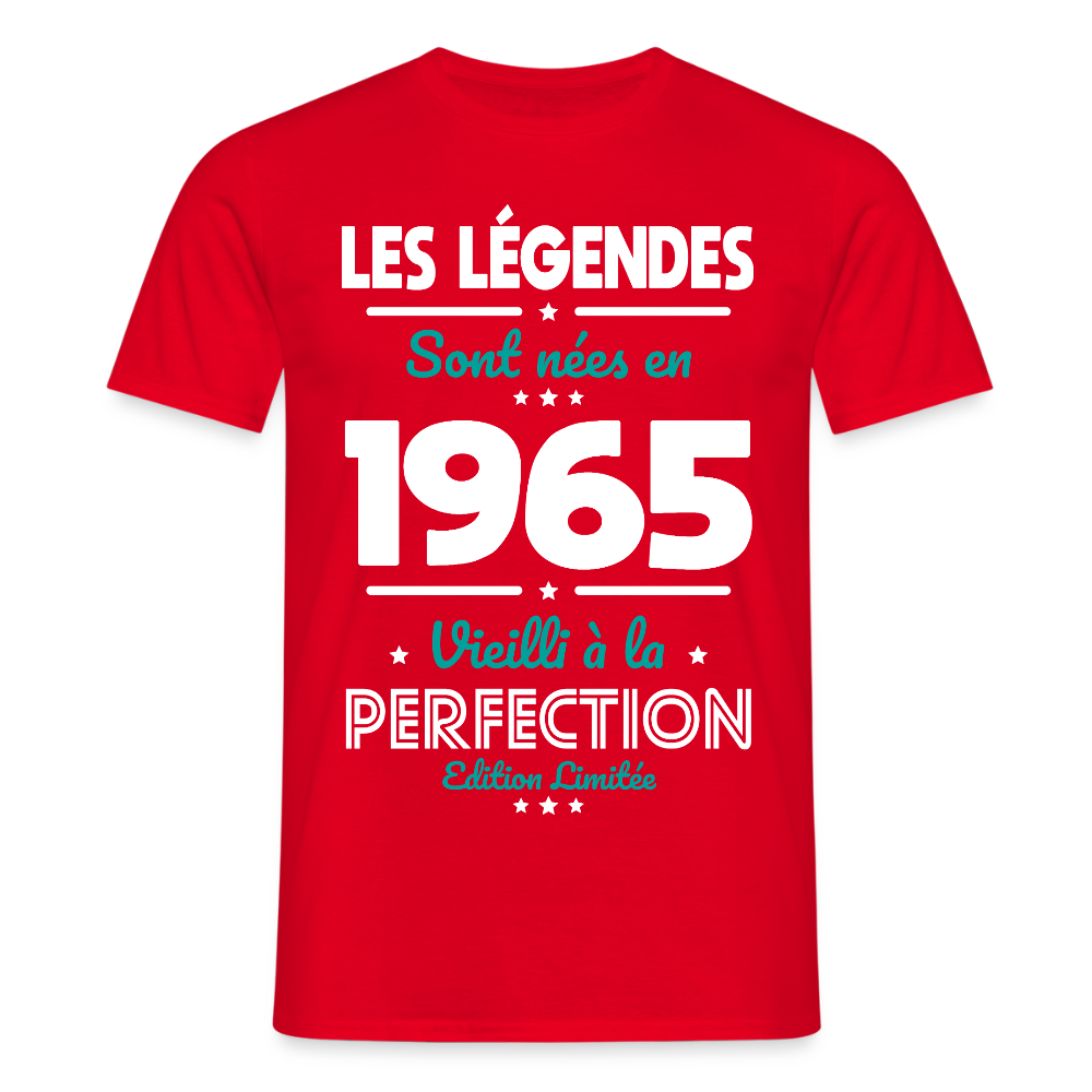 T-shirt Homme - Anniversaire 60 Ans - Les Légendes sont nées en 1965 - rouge