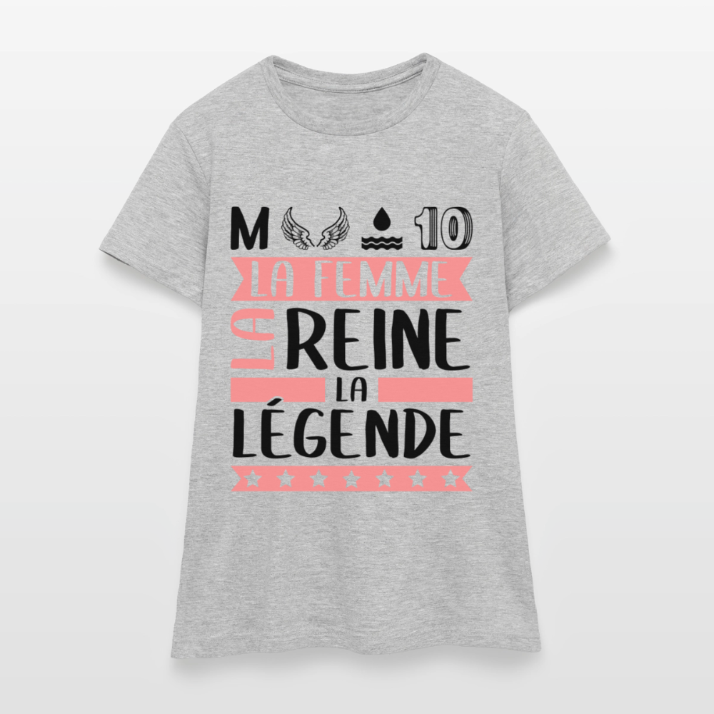 T-shirt femme coloris clair Mélodie rébus – La femme, la reine, la légende - gris chiné