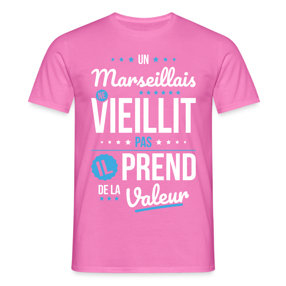 T-shirt Homme - Un Marseillais ne vieillit pas - rose