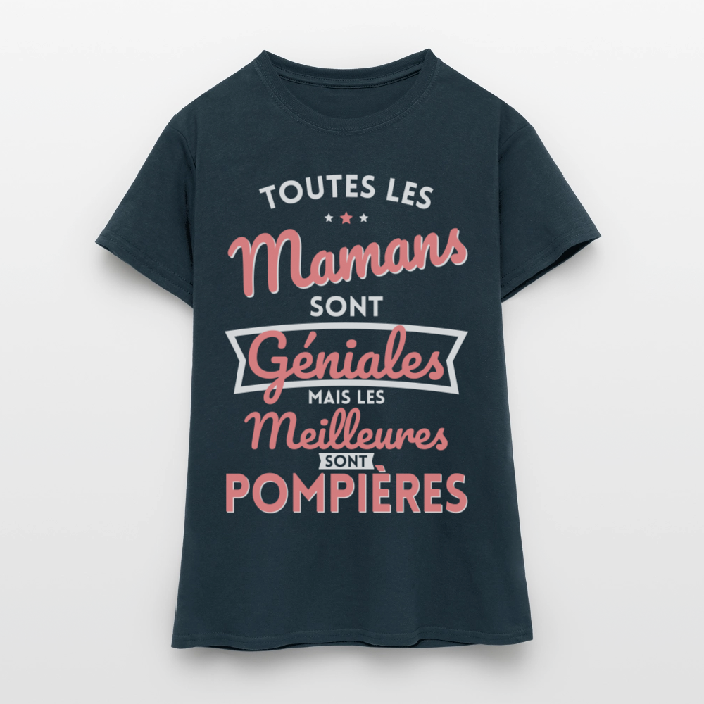 T-shirt Femme - Mamans géniales - Les meilleures sont pompières - marine