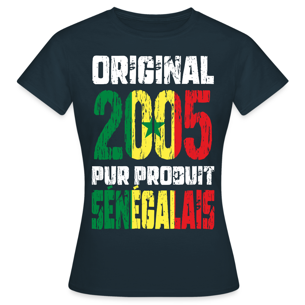 T-shirt Femme - Anniversaire 20 Ans - Original 2005 - Pur produit Sénégalais - marine