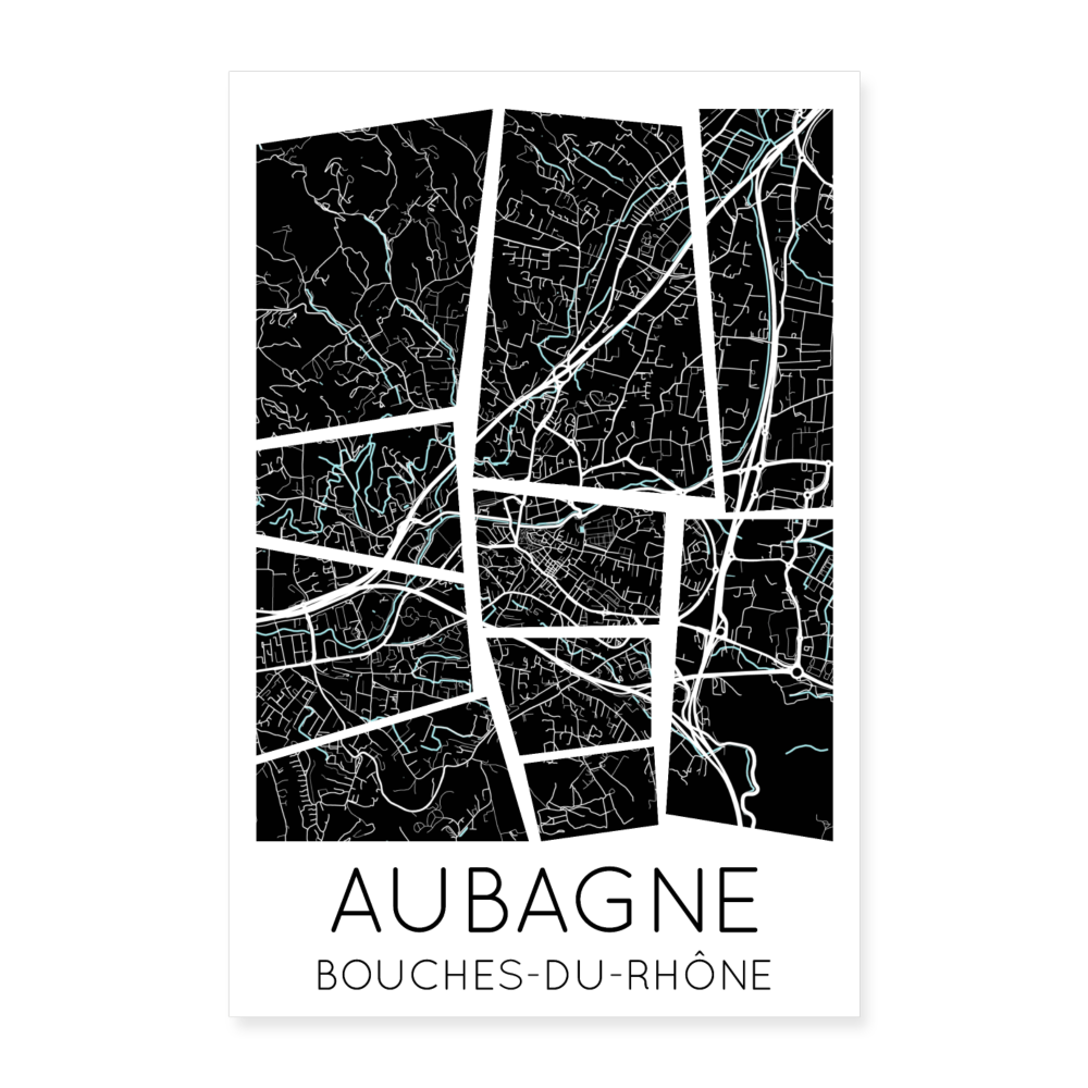 Poster Aubagne - Plan Aubagne - 40 x 60 cm - blanc