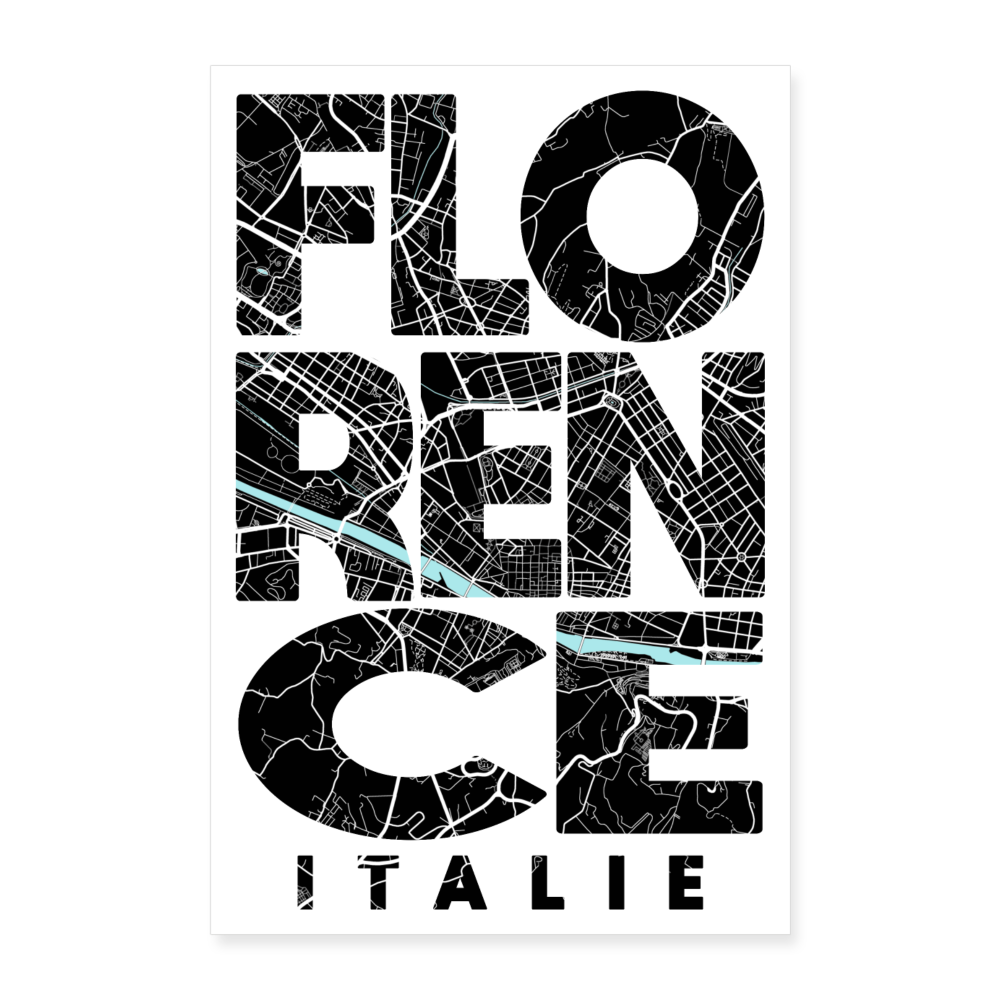Poster Florence - Plan Florence - 60 x 90 cm - blanc